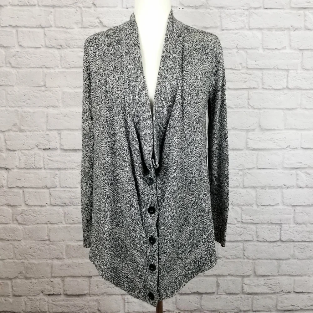 Alice + Olivia gray draped button front cardigan women's size XS New With Tsgs